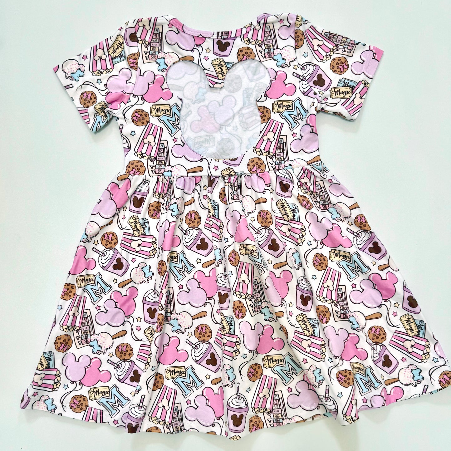 *Pre-Order: Pastel Park Snacks - Kids Skater Dress w/ Mouse Head Cutout - 6-8 weeks arrival