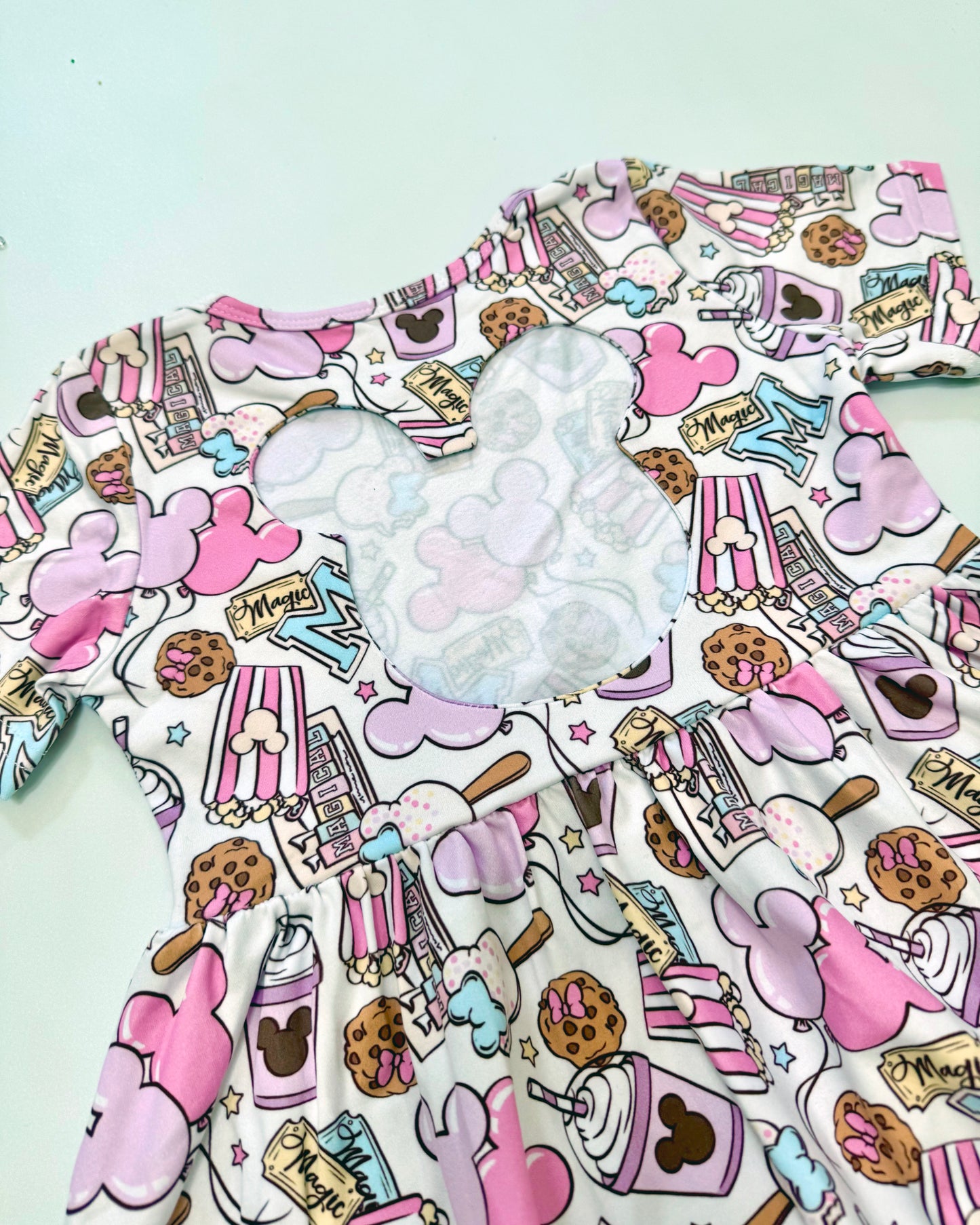 *Pre-Order: Pastel Park Snacks - Kids Skater Dress w/ Mouse Head Cutout - 6-8 weeks arrival