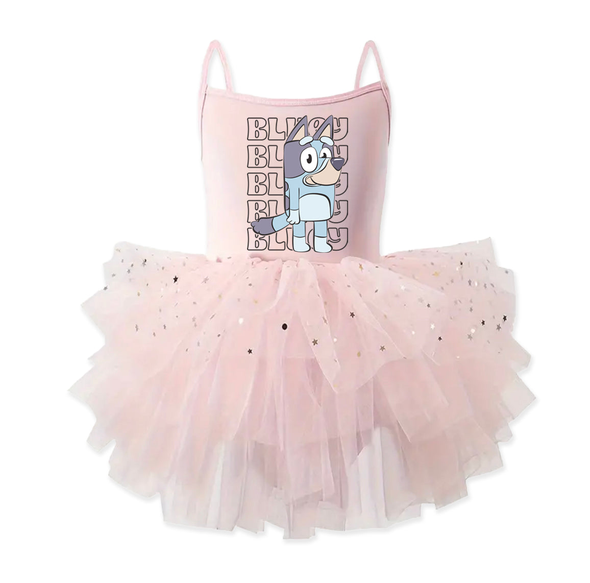 Blue Dog Letters - Kids Tulle Tutu Dress Leotard