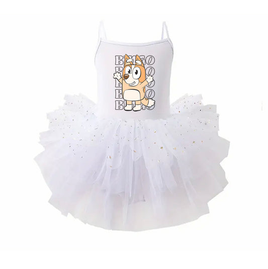 Orange Dog Letters - Kids Tulle Tutu Dress Leotard