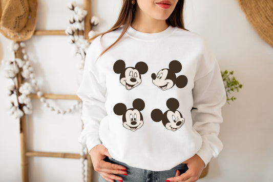 Boy Mouse Faces - Crew Neck Sweatshirt (Unisex Kids/Adult)