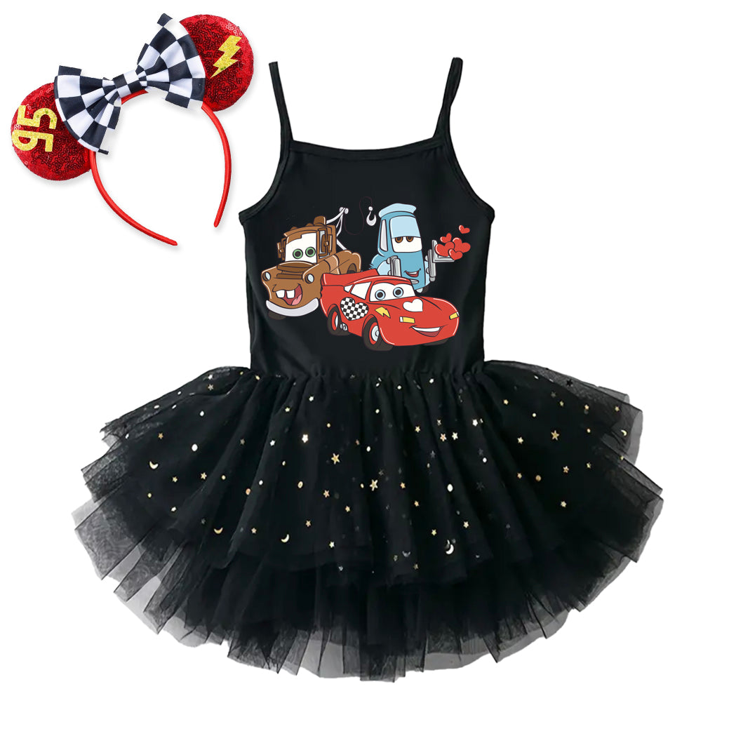 Cars Love - Kids Tulle Tutu Dress Leotard