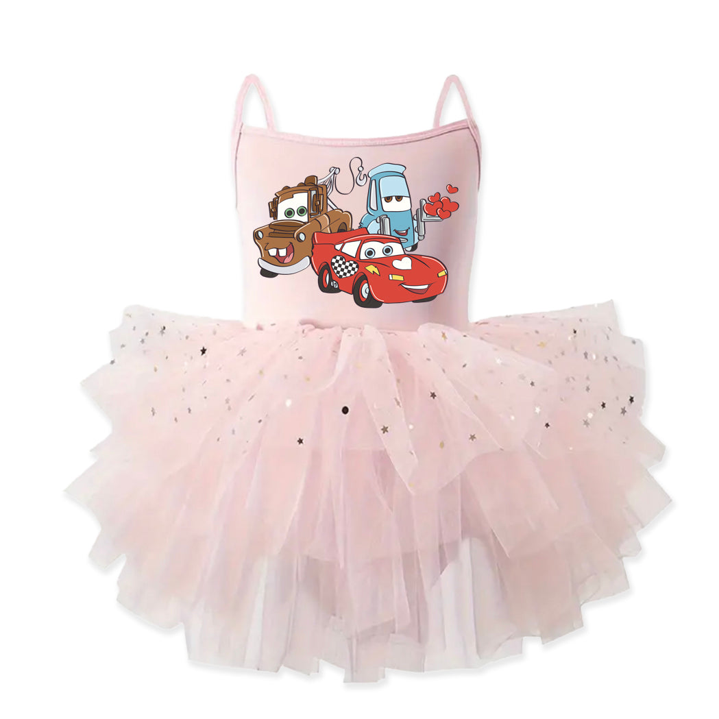 Cars Love - Kids Tulle Tutu Dress Leotard