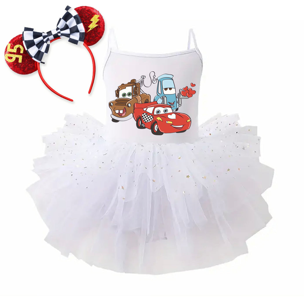 Cars Love - Kids Tulle Tutu Dress Leotard