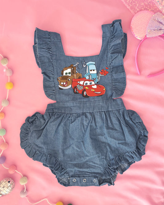 Cars Love Denim Romper