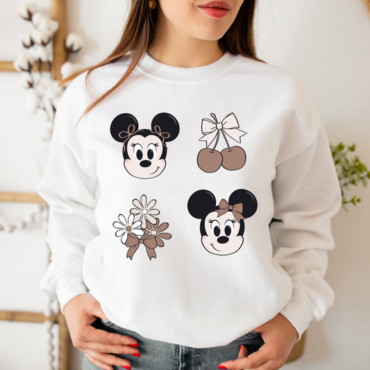 Coquette Mice Cherry Neautral - Crew Neck Sweatshirt (Unisex Kids/Adult)