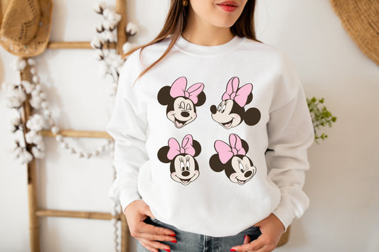 Girl Mouse Faces Pink - Crew Neck Sweatshirt (Unisex Kids/Adult)