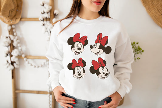 Girl Mouse Faces Red - Crew Neck Sweatshirt (Unisex Kids/Adult)