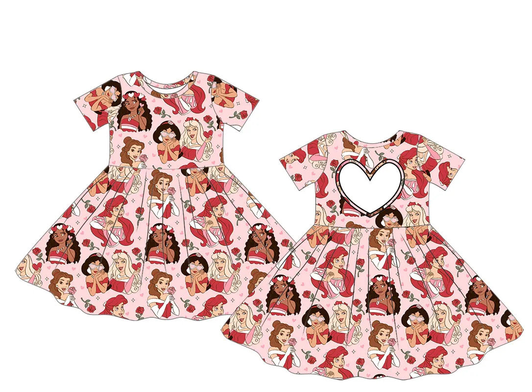 *Pre-Order: Princess Love Full Print - Kids Skater Dress w/ Heart Cutout - 6-8 weeks arrival