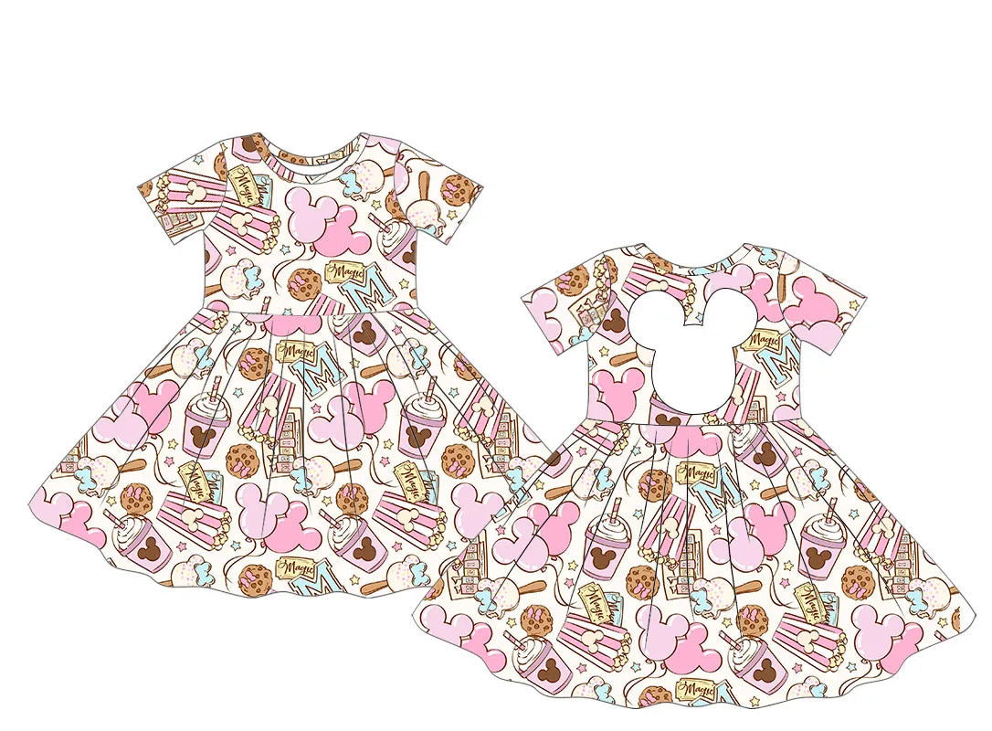 *Pre-Order: Pastel Park Snacks - Kids Skater Dress w/ Mouse Head Cutout - 6-8 weeks arrival (Copy)