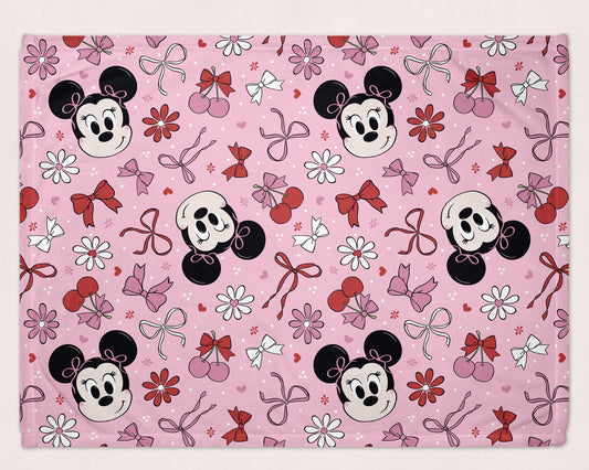 Coquette Mouse Pink 50x60 Minky Blanket