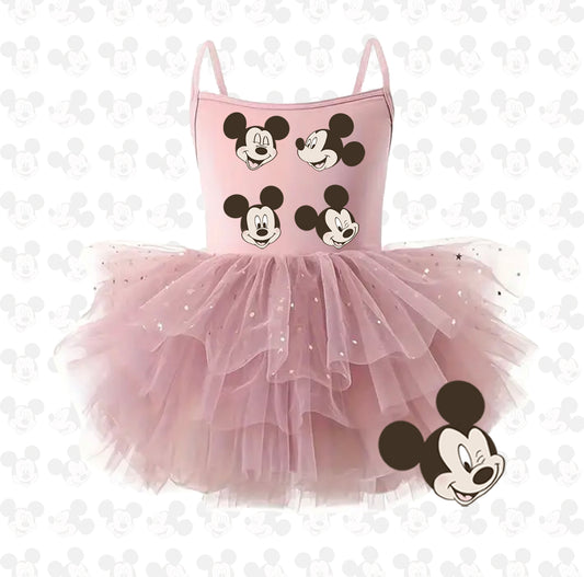 Boy Mouse Faces - Kids Tulle Tutu Dress Leotard