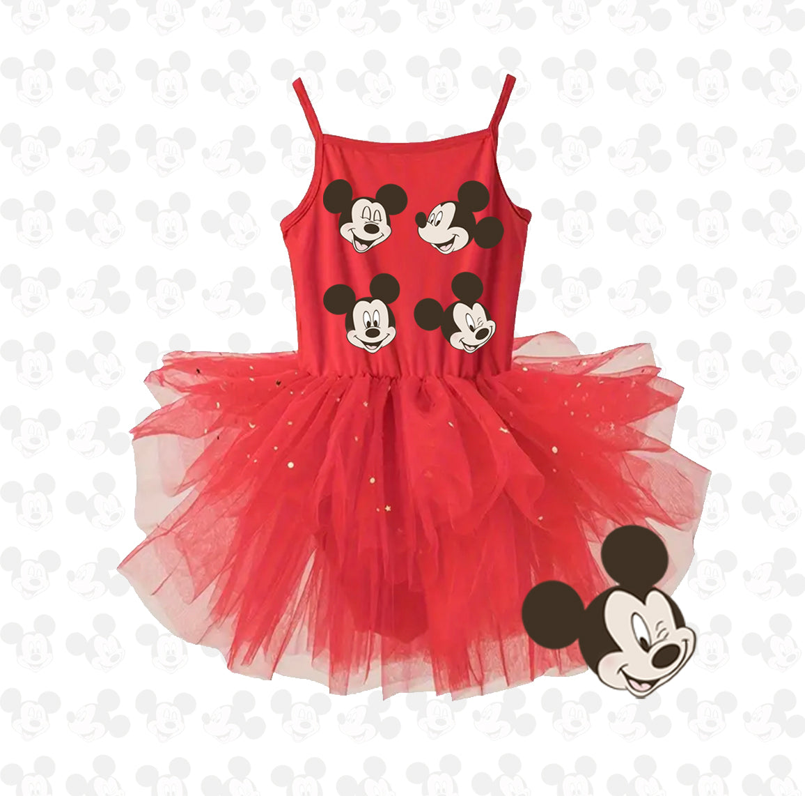 Boy Mouse Faces - Kids Tulle Tutu Dress Leotard