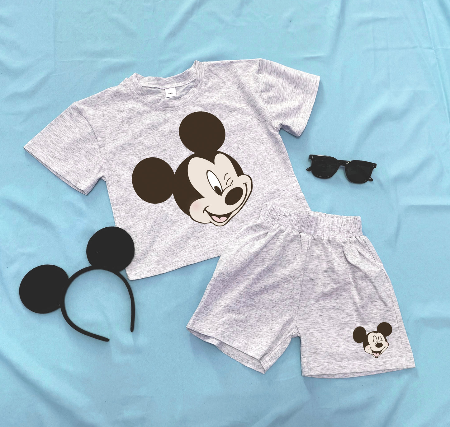 Boy Mouse Faces  - Kids Tee & Shorts Set