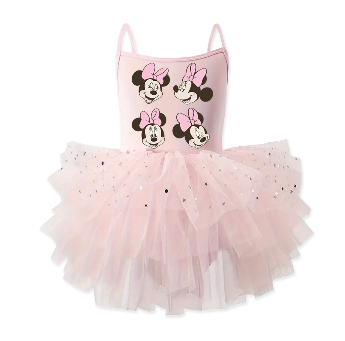 Girl Mouse Faces Pink - Kids Tulle Tutu Dress Leotard