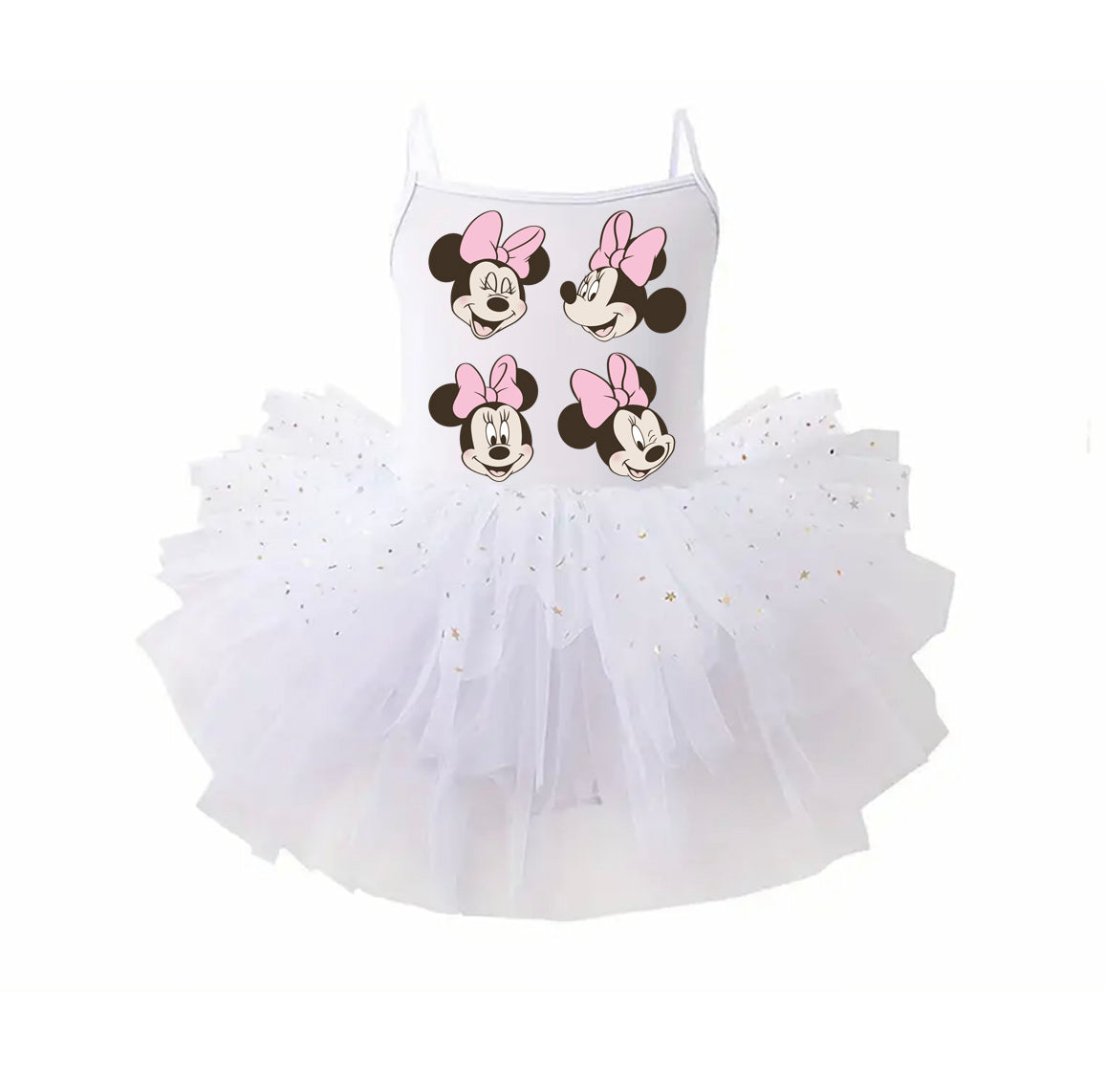 Girl Mouse Faces Pink - Kids Tulle Tutu Dress Leotard