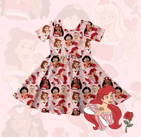 *Pre-Order: Princess Love Full Print - Kids Skater Dress w/ Heart Cutout - 6-8 weeks arrival