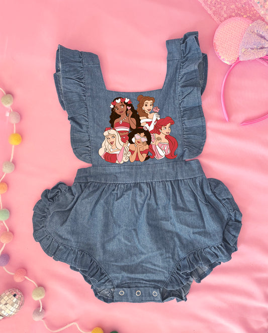 Princess Love Denim Romper