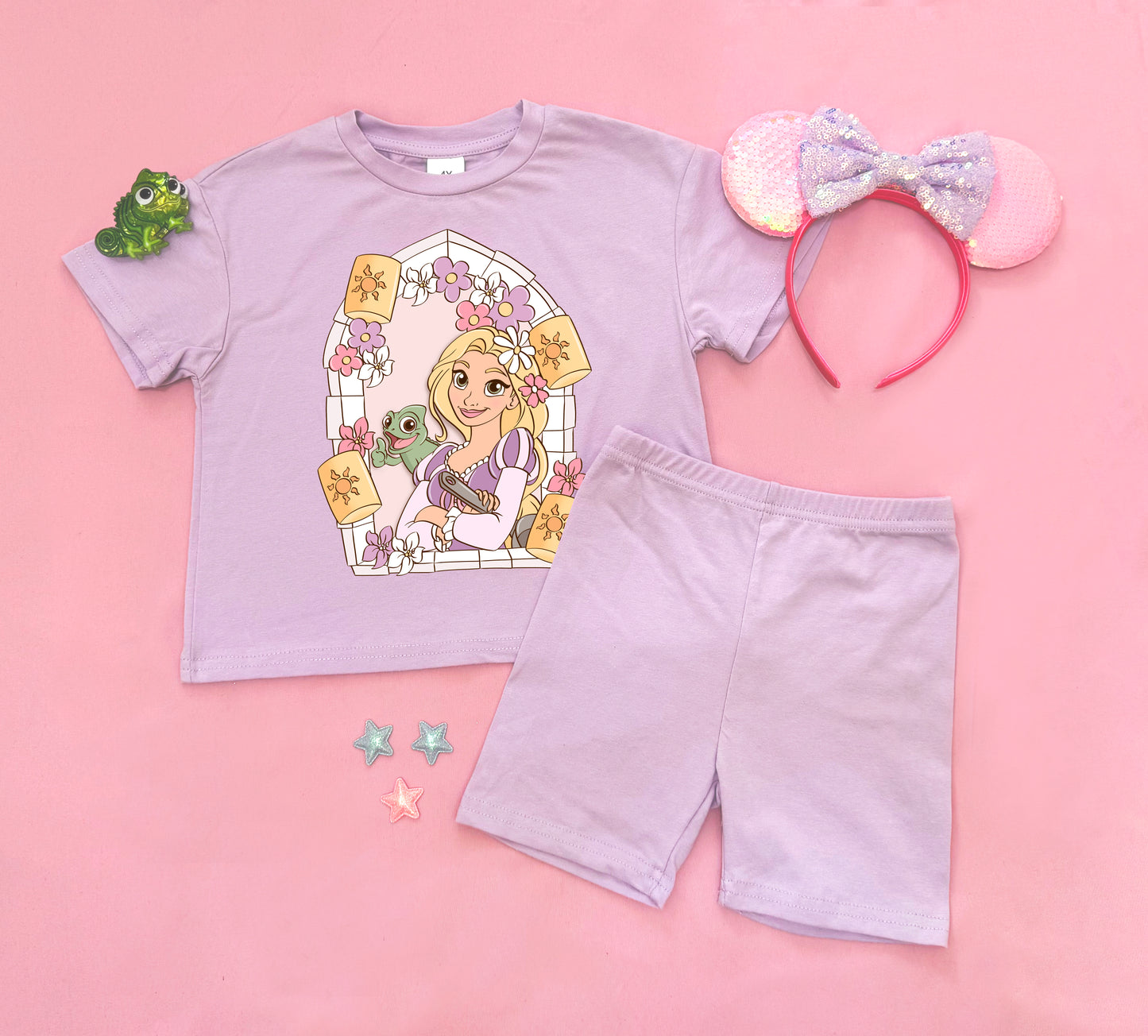 Punzie Window  - Kids Boxy Tee & Biker Shorts Set