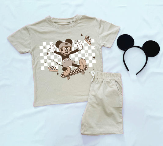 Skater Mouse Neutral - Kids Tee & Shorts Set